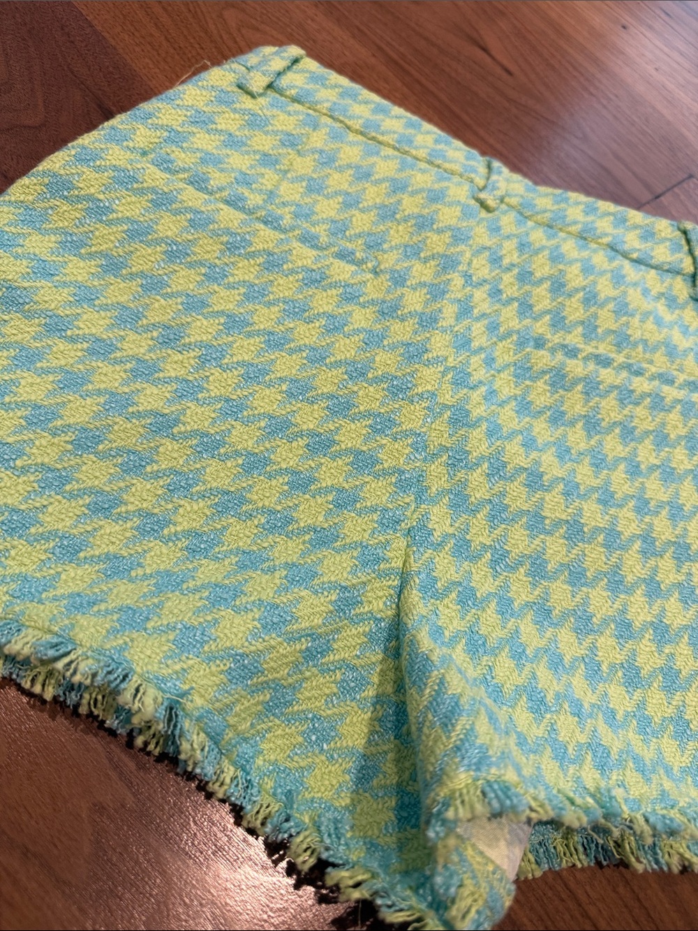 Zara Green & Blue Houndstooth High-Waist Shorts never used - Picture 3 of 3
